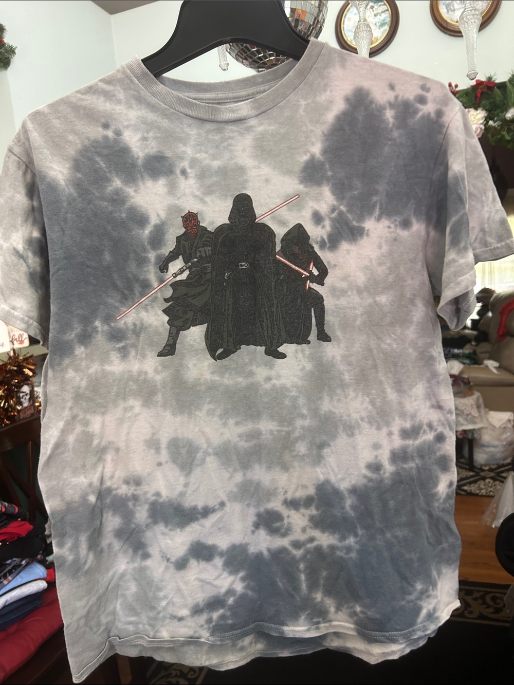 Star Wars Gray Tie-Dye Short Sleeve Tee with Sith Character Trio